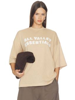 Fear of God ESSENTIALS - Merch Tee Women's Graphic Print Relaxed Fit Crew Neck T-Shirt Beige
