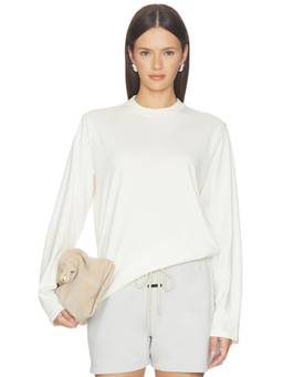 Fear of God ESSENTIALS - Classic Fit Women's Graphic Crew Neck Long Sleeve T-Shirt Off White