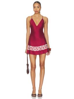 Frankies Bikinis - Colette Women's Satin Slip Mini Dress Red
