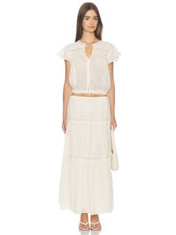 Free People - Mirella Women's Sheer Lace Trim Skirt Set Off White