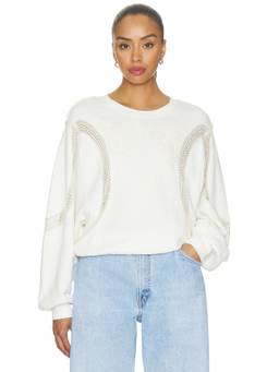Free People - Love Lace Women's Cut-Out Lace Panel Sweatshirt Off White