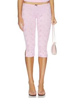 Free People - Full Bloom Women's Pull-On Eyelet Cut-Out Capris Pink