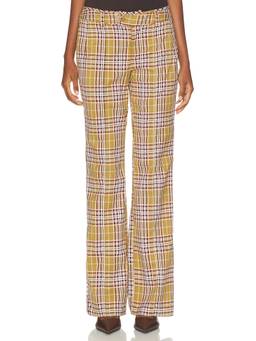 Free People - Set On You Women's Slim Fit Straight-Leg Trousers Khaki