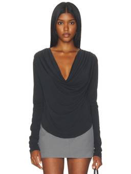 Free People - Jane Women's Cowl Neck Long Sleeve Top Black