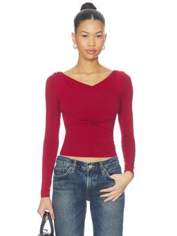 Free People - That's A Wrap Women's Ruched Wrap Crop Top Red