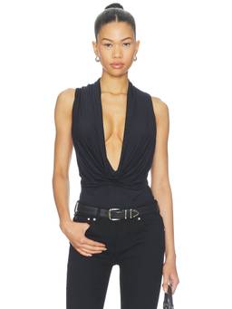 Free People - Were Going Out Women's Sleeveless Plunging Neck Bodysuit Black