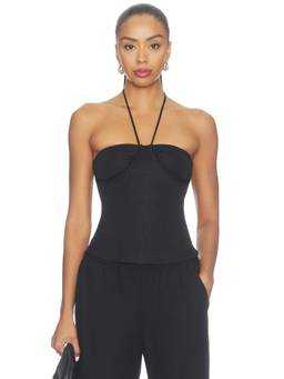 Free People - Evening Out Women's Halter Neck Boned Corset Top Black