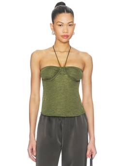 Free People - Evening Out Women's Self-Tie Halterneck Jersey Halter Top Green