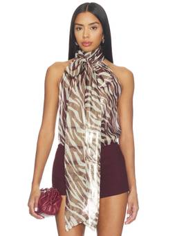 Francoise - Susan Women's Zebra Print Halter Neck Blouse Purple