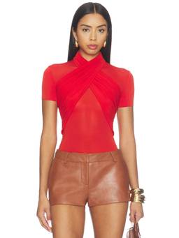 Francoise - Odessa Women's Wrap Short Sleeve Top Red