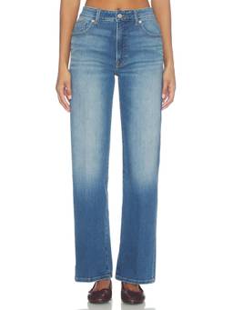 Good American - Soft Tech Women's Mid-Waist Stretch Straight-Leg Jeans Blue