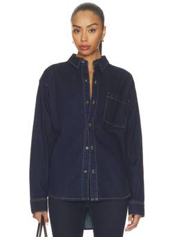 Good American - Denim Women's Oversized Button-Up Shirt Indigo
