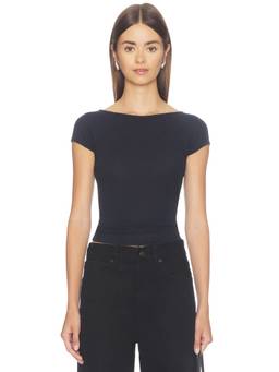 Good American - Rib Women's Fitted Scoop Neck Top Black