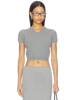Geel - Romi Women's Ribbed Knit Cropped Sweater Grey