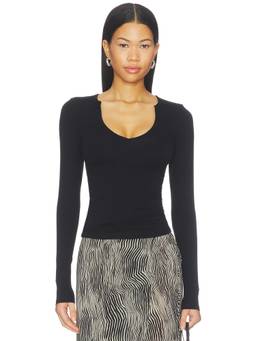 Geel - Jolene Women's Long Sleeve Notch Neck Jersey Top Black