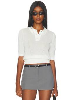 Geel - Beatrice Women's Semi-Sheer Knit Polo Top White