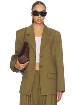 Gestuz - Olivia Women's Oversized Notched Lapel Blazer Olive