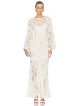 Georgia Hardinge - Veil Women's Lace Tie-Up Maxi Dress Ivory