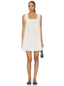 The Great - Eyelet Women's Sleeveless Scalloped Lace Mini Dress White
