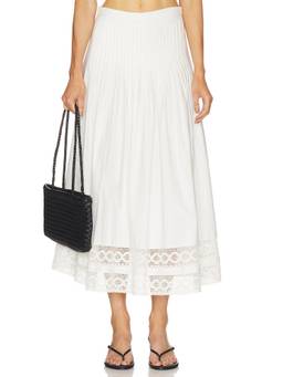 The Great - Structured Victorian Women's Pleated Midi Skirt White