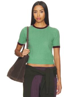 Guest In Residence - Rib Ringer Women's Ribbed Crew Neck Tee Green