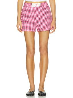 Hype and Vice - Alabama Gameday Women's Elastic Waist Gingham Cotton Shorts Red