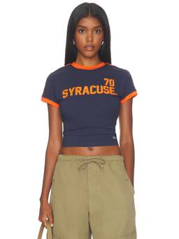 Hype and Vice - Syracuse Women's Embroidered Graphic Crop Top Blue