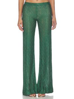 HANNE BLOCH - Forest Knit Women's Pull-On Wide-Leg Trousers Green