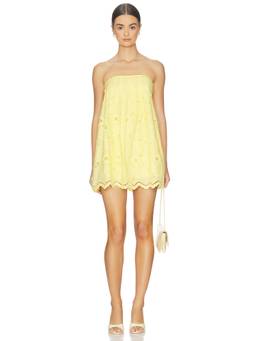 HEARTLOOM - Eyelet Women's Strapless Mini Dress Yellow