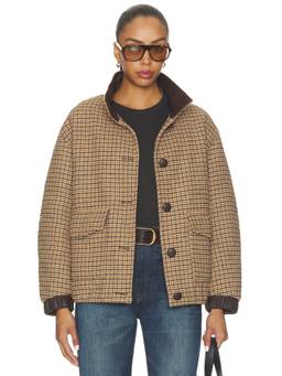 HEARTLOOM - Tweed Women's Faux Leather Trim Jacket Beige