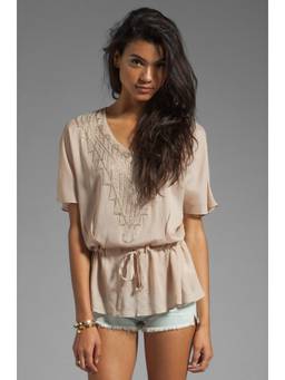 HEARTLOOM - Women's Lace Panel Tie-Up Blouse White