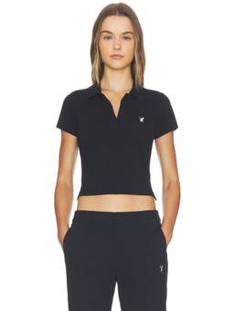 HAELO - Archangel Women's Embroidered Logo Crop Polo Black
