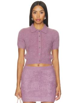 HEVRON - Juno Women's Button-Down Knit Cardigan Lavender