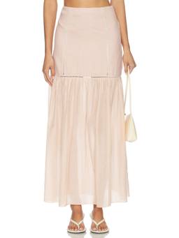 HEVRON - Amalie Women's High-Waist Drop-Waist Maxi Skirt Pink