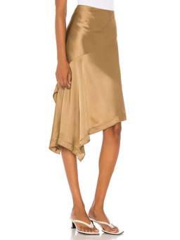Helmut Lang - Saddle Women's Contrast Stitch Leather Midi Skirt Brown