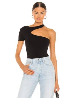 Helmut Lang - Asymmetrical Women's Back Cutout Stretch Jersey Crop Top Black