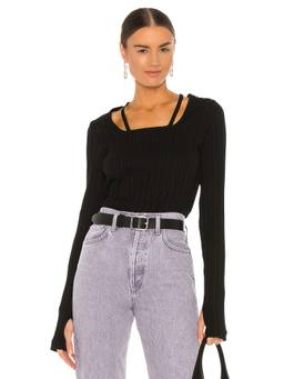 Helmut Lang - Double Layer Women's Shoulder Cut-Out V-Neck Top White