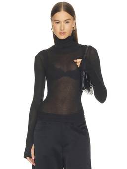 Helmut Lang - Layer Women's Sheer Turtle Neck Long Sleeve Top Black