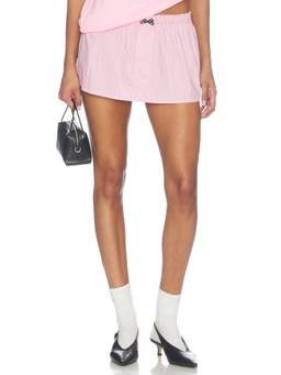 HOMMEgirls - Shirt Women's Elastic Waist Poplin Mini Skirt Pink