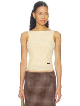 House of Sunny - Double Layer Women's Sleeveless Mesh Tank Top Cream