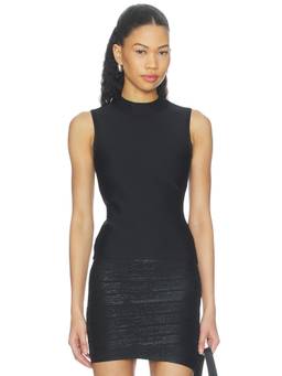 Herve Leger - Janet Women's Sleeveless High Neck Tank Top Black