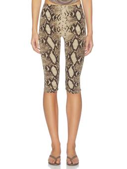 Indah - Printed Women's High-Waist Cropped Capri Capris Beige