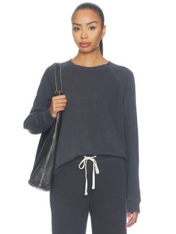 James Perse - Boyfriend Raglan Women's Lightweight Cotton Sweatshirt Charcoal
