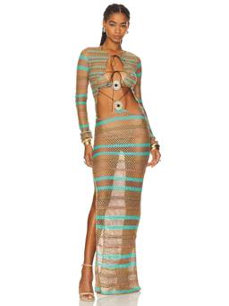 Jaded London - Cut Out Women's Rhinestone Trim Maxi Dress Purple