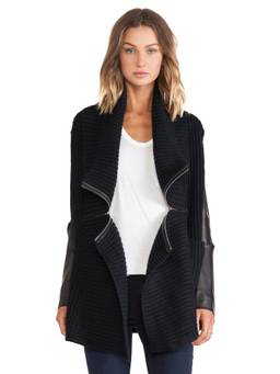 John & Jenn by Line - Charlie Women's Ribbed Trim V-Neck Pullover Sweater Black