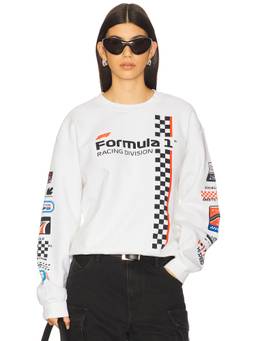 Junk Food - F1 Racing Stripe Women's Graphic Crew Neck Sweatshirt White