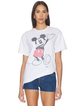 Junk Food - Waving Mickey Women's Graphic Print Crew Neck T-Shirt White