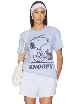 Junk Food - Snoopy Tennis Women's Graphic Print Crew Neck T-Shirt Blue