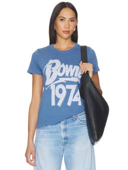 Junk Food - David Bowie 1974 Women's Graphic Print Crew Neck T-Shirt Blue