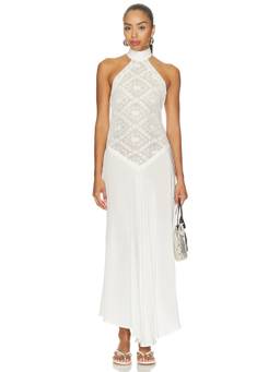 KETTEL ATELIER - Allison Women's Sheer Eyelet Halter Neck Maxi Dress White
